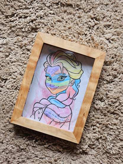Kids Artwork Frame with Monthly Cards – Top-Opening Wooden Children’s Art Display (A4 / 8.5×11)